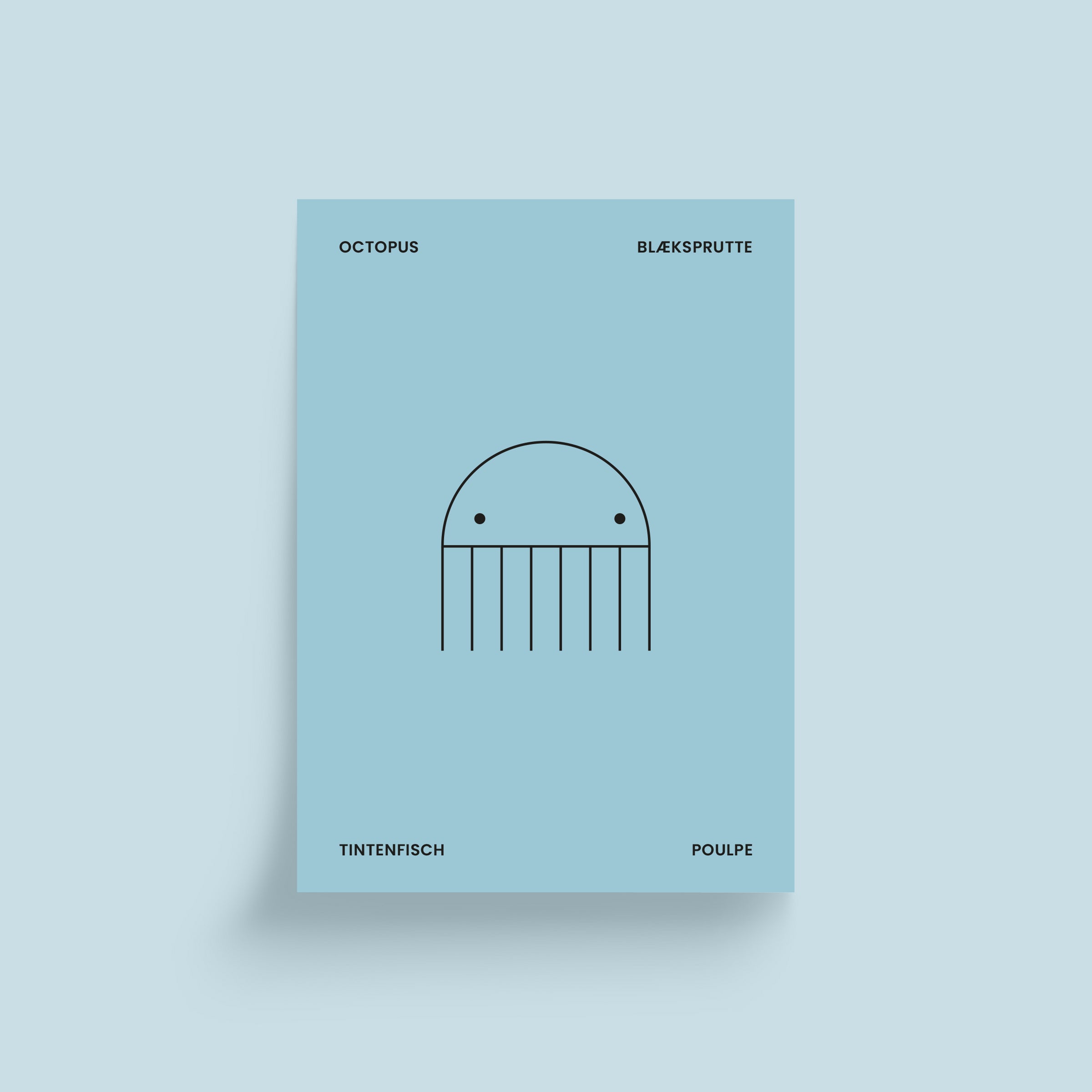 OCTOPUS BLÆKSPRUTTE TINTENFISCH POULPE plakat